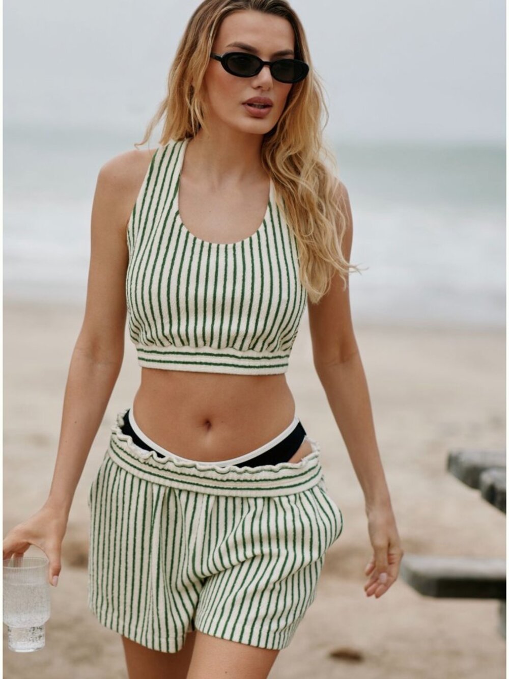 Sunday in Brooklyn NWT Terry Striped Top & Shorts SET Sz Small - Anthropologie